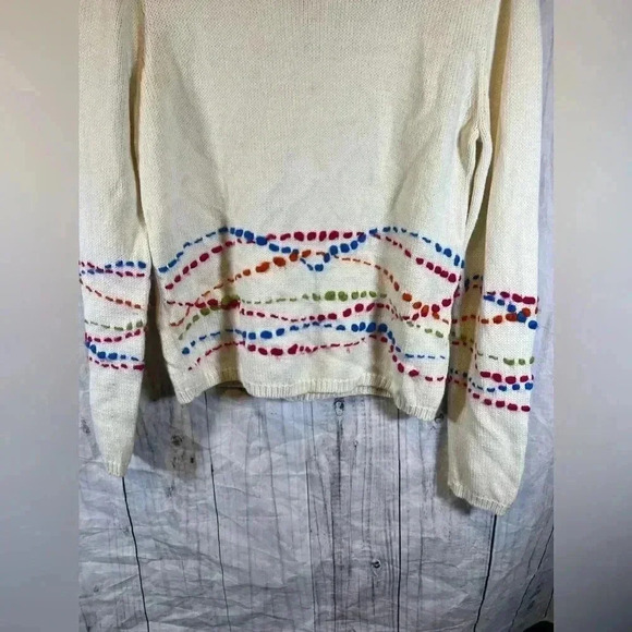 Liz Claiborne Vintage Handknit Long Sleev Crewneck Multicolored Sweater - Picture 5 of 9